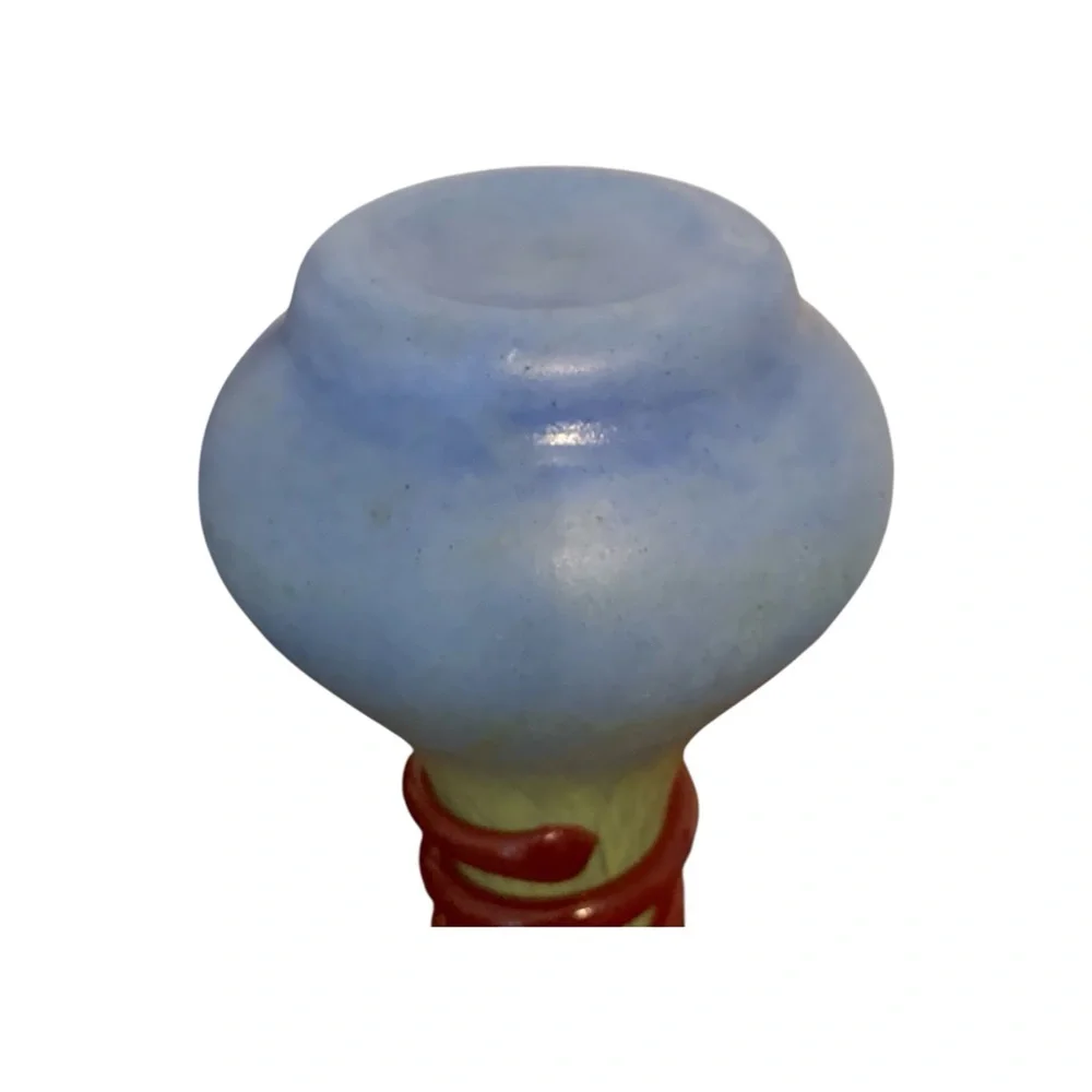 [PRICE DROP] Vintage Blown Art Glass Teardrop Vase Green Blue 9.5